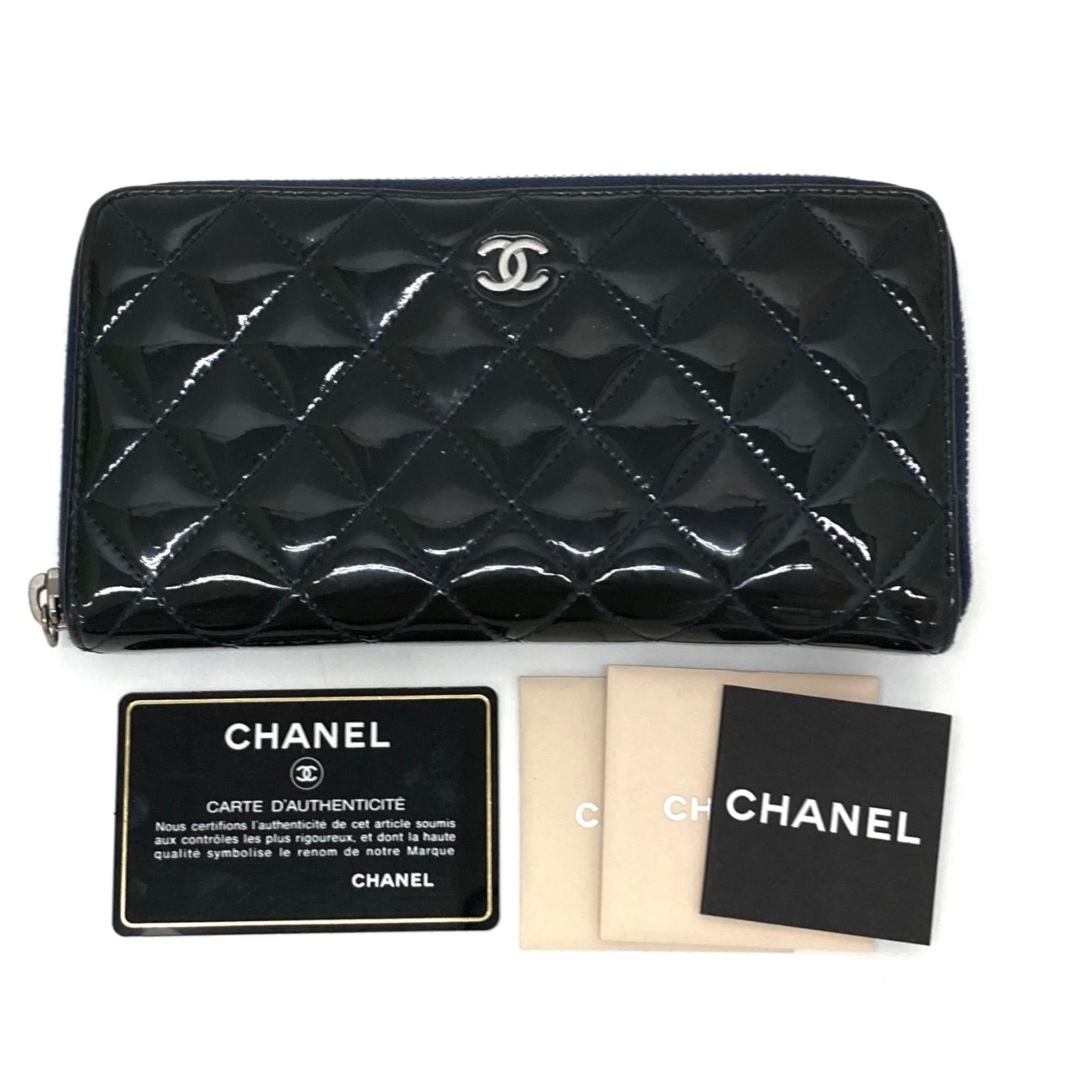 CHANEL マトラッセ 長財布 ネイビー ラウンドファスナー CHANEL 【Sale】シャネル BOY ラウンドファスナーウォレット 紺