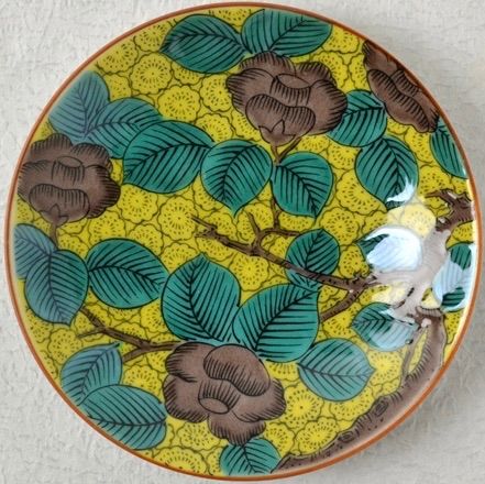 1580 九谷焼 古九谷 椿の図 皿6客 時代物