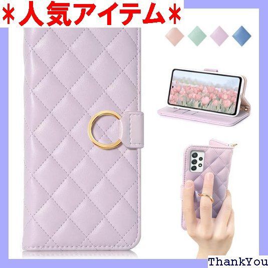 MAGICASE For Galaxy A53 5G ケース 手帳型 人気 ギャラクシー A53 5G 手帳型 ケース SC-53C ケース 女性 チェック柄 かわいい レディース カード収納 便利 スタンド機能付き ギャラクシー A53 chパープル 2