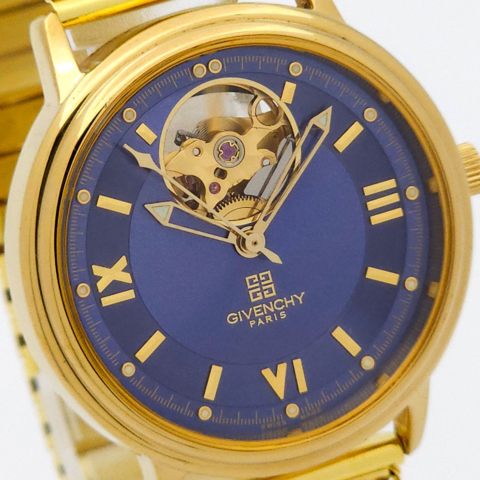 ☆良品 GIVENCHY ジバンシー 自動巻 動作品 裏スケ オープンハート 
