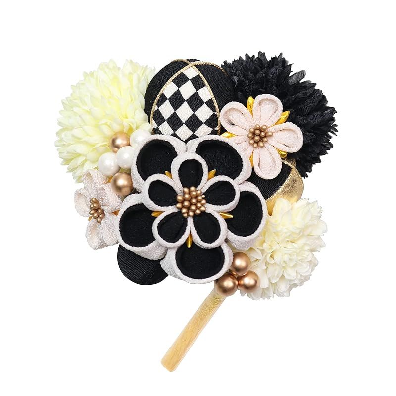 602番 西陣織リボンとつまみ細工の髪飾り 西陣織 - ヘアアクセサリーの