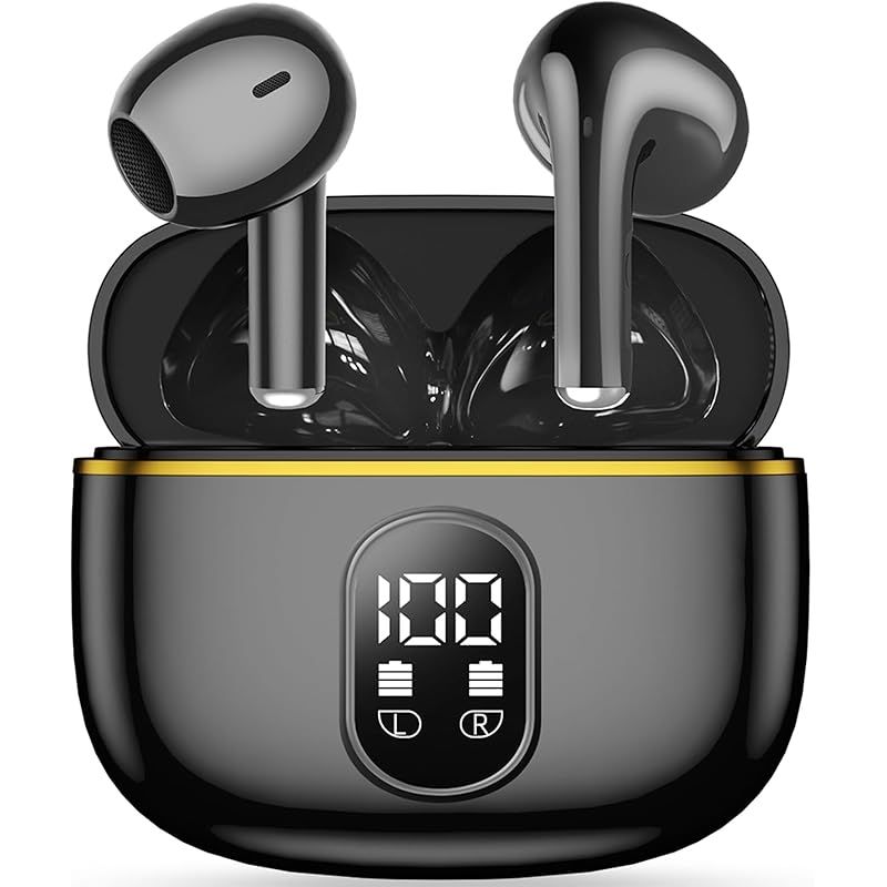 イヤホン bluetooth ワイヤレスイヤホン yjjc ブルートゥースイヤホン 無線 接続瞬時 Hi-Fi Type-C急速充電 ぶるーとぅーす 小型|軽量 LEDディスプレイ搭載 WEB会議|運動|ゲーム|テレワーク|通学|通勤|スポーツ|音楽