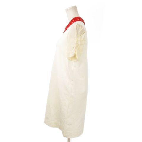 ミュウミュウ miumiu ミニワンピース 半袖 ギャザー 切替 ツバメ柄