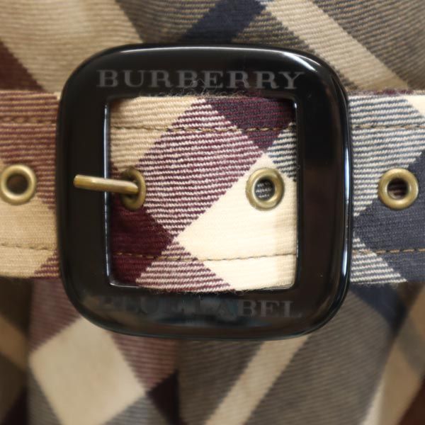 バーバリーブルーレーベル 三陽商会 チェック 7分袖 ワンピース 36 ブラウン系 BURBERRY BLUE LABEL レディース 古着  【231230】