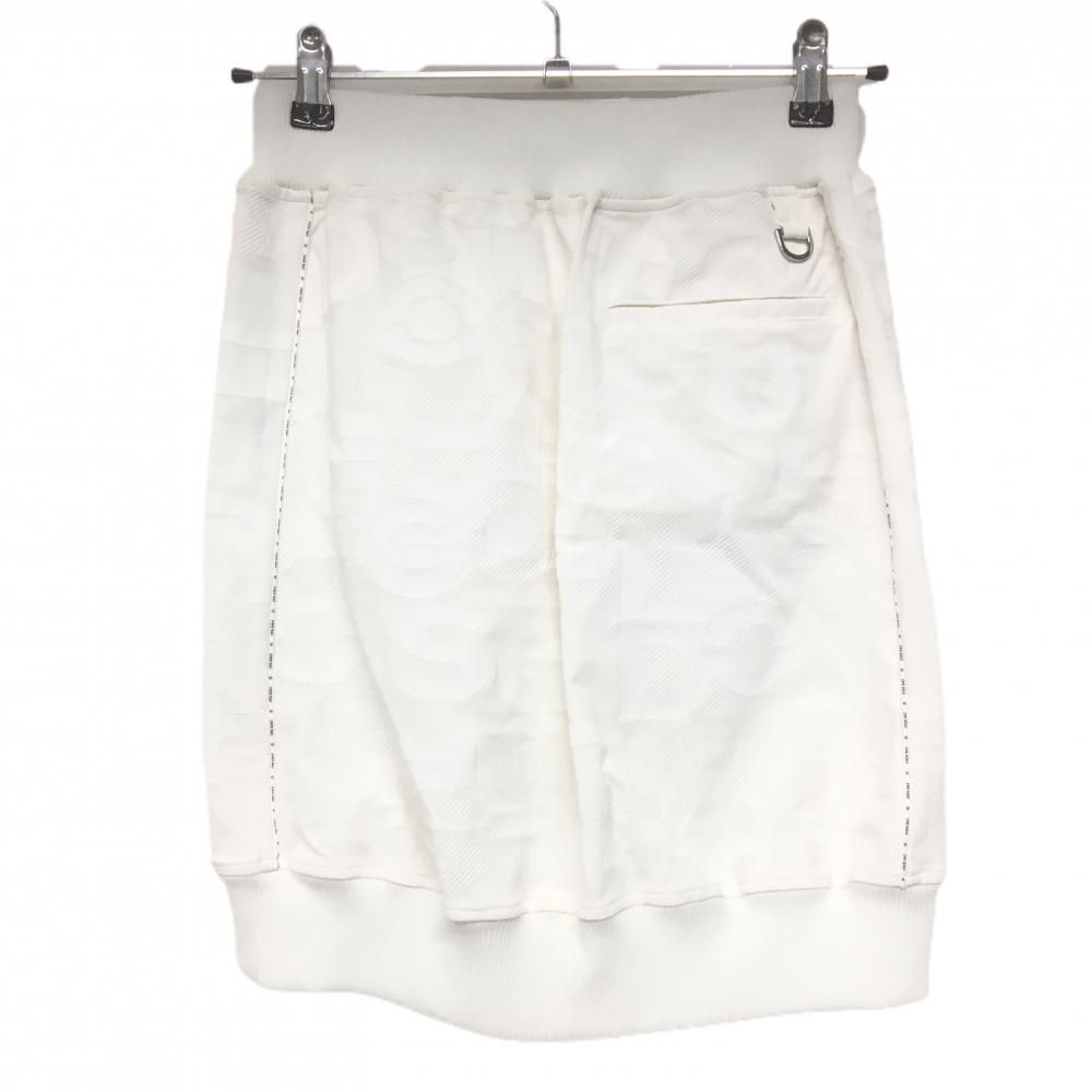 CPG スカート 白 英字地模様 サイドロゴライン ウエストゴム 調節紐 インナーパンツ付 レディース 2 M ゴルフウェア CPG