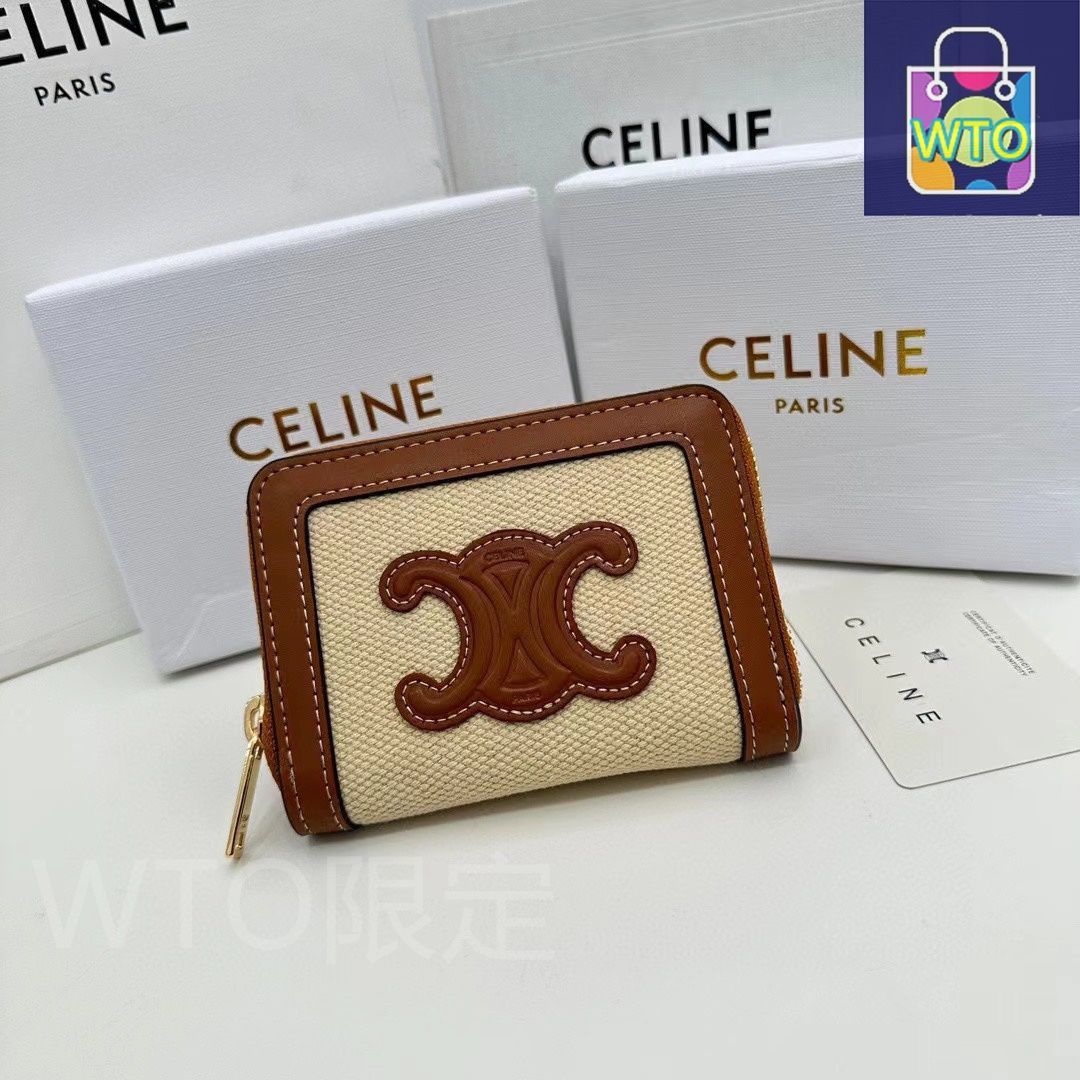 CELINE クイール トリオンフ コンパクト ファスナー 財布 CELINE クイール トリオンフ コンパクト ファスナー 財布