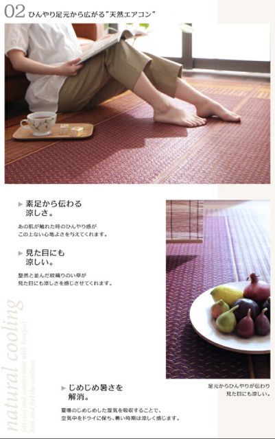 純国産モダンデザイン涼感い草ラグ