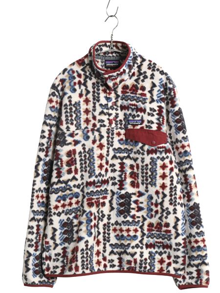 なクーポン配布中! パタゴニア 総柄 ライトウェイト シンチラ スナップT メンズ M 古着 22年製 プルオーバー フリース ジャケット ブルゾン マルチ