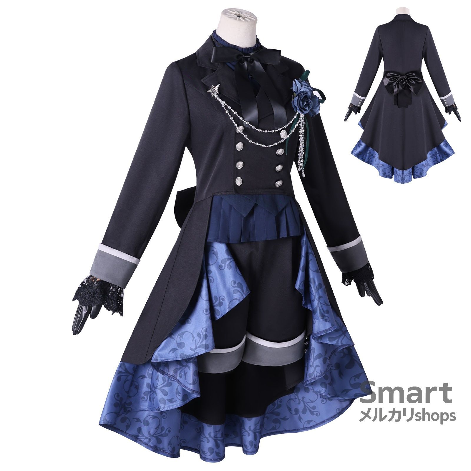 コスプレ 衣装 黒執事 シエル 黒薔薇篇 ドレス風 アニメ キャラクター 仮装 舞台 コスチューム 扮演服 M250922-10