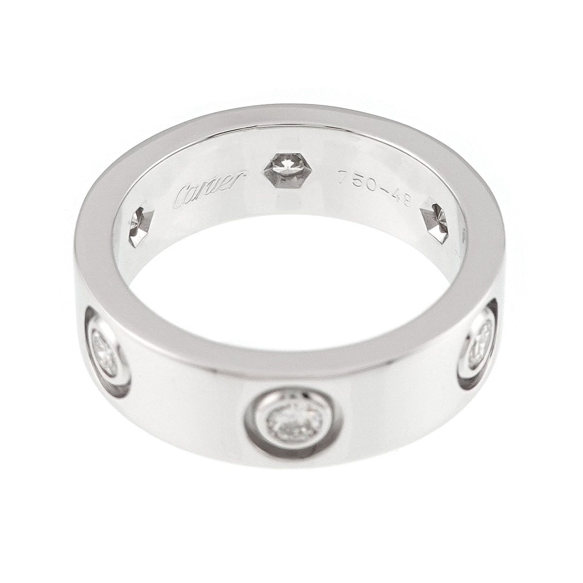 カルティエ Cartier ラブ #48 リング フル ダイヤ K18 WG ホワイト