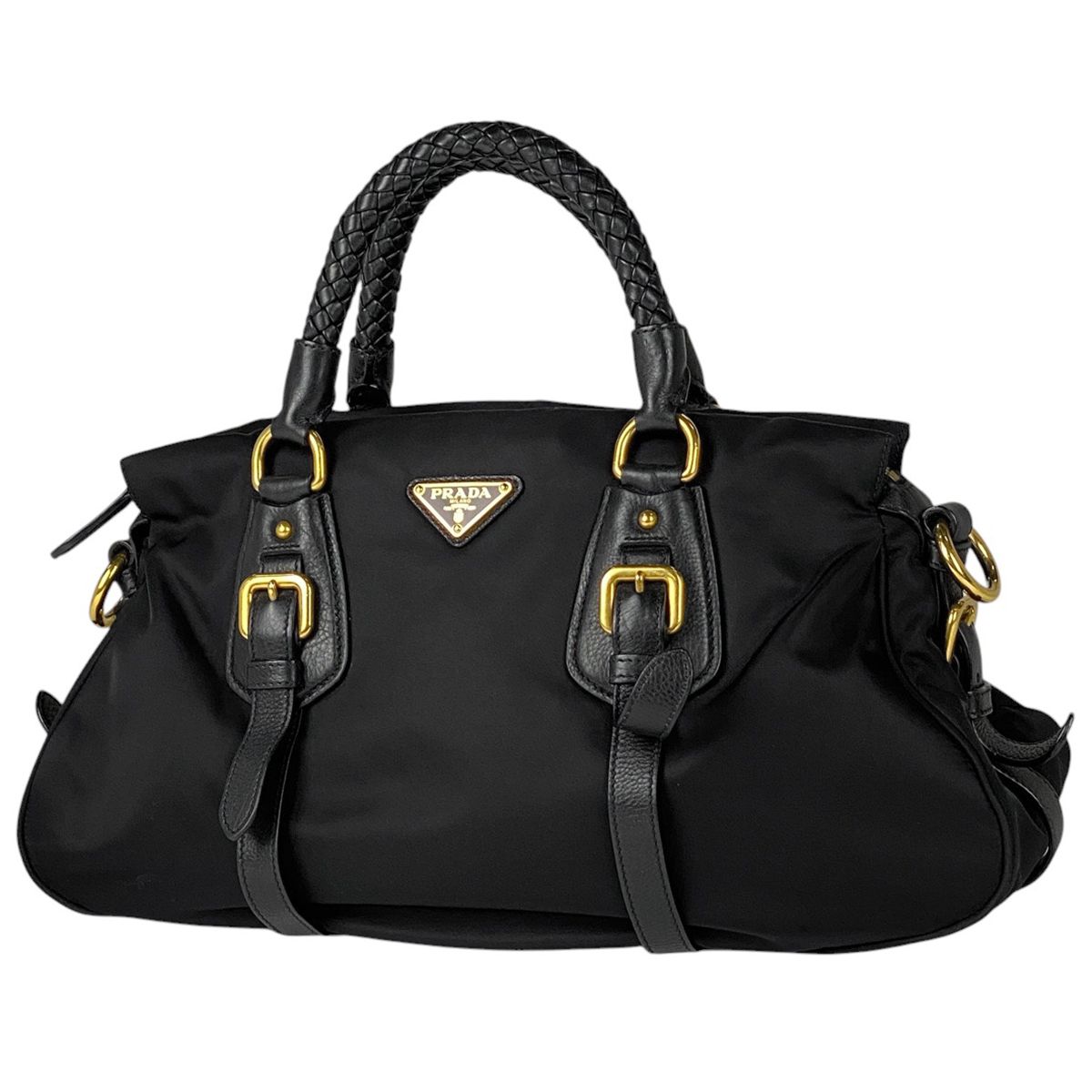 プラダ PRADA ロゴプレート ショルダーバッグ ナイロン ネロ(ブラック