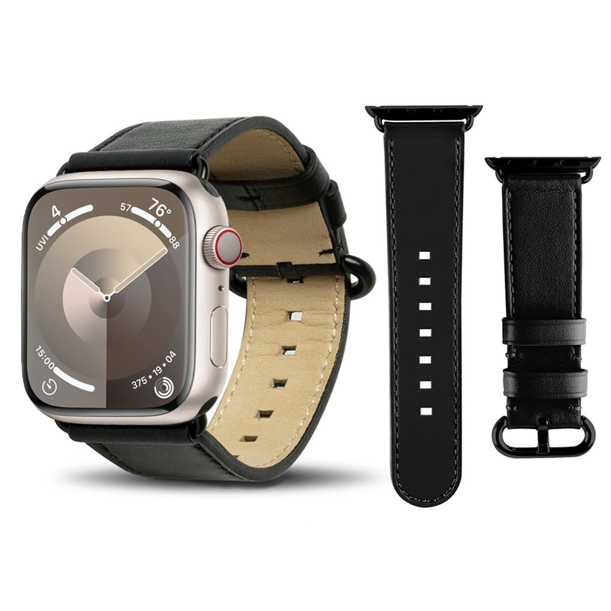 【在庫セール】Alto イタリアの本革を手作 Apple Watch 38/40mm 革バンド (Raven)