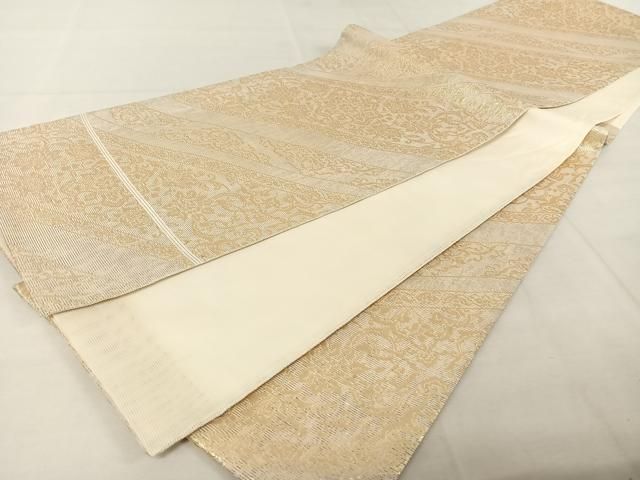 平和屋着物＊夏物 六通柄袋帯 更紗花文 金糸 正絹 逸品