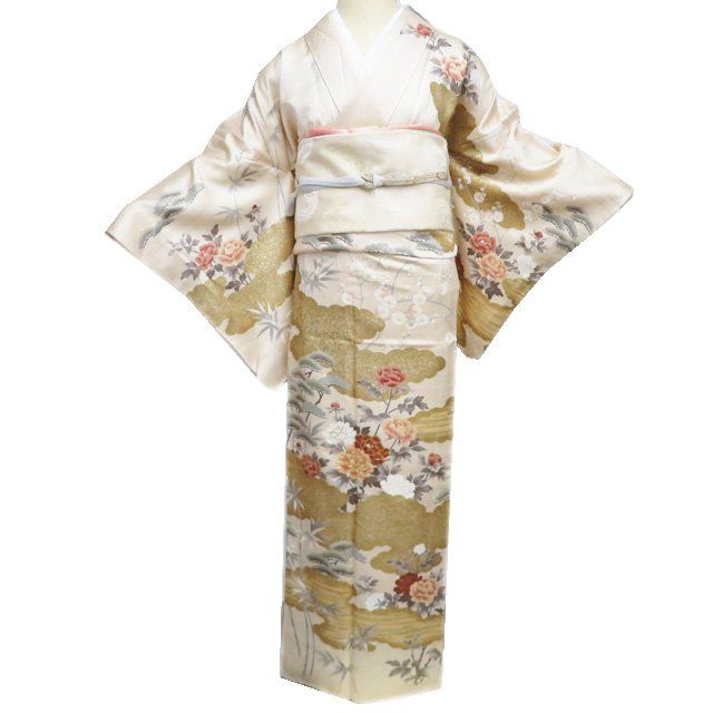 高島屋 訪問着 共八掛 金駒刺繍 藤 松竹梅 桜 正絹 着物 未着用 金駒刺繍 着物 正絹“お着物の枠には収まらない松竹梅や菊