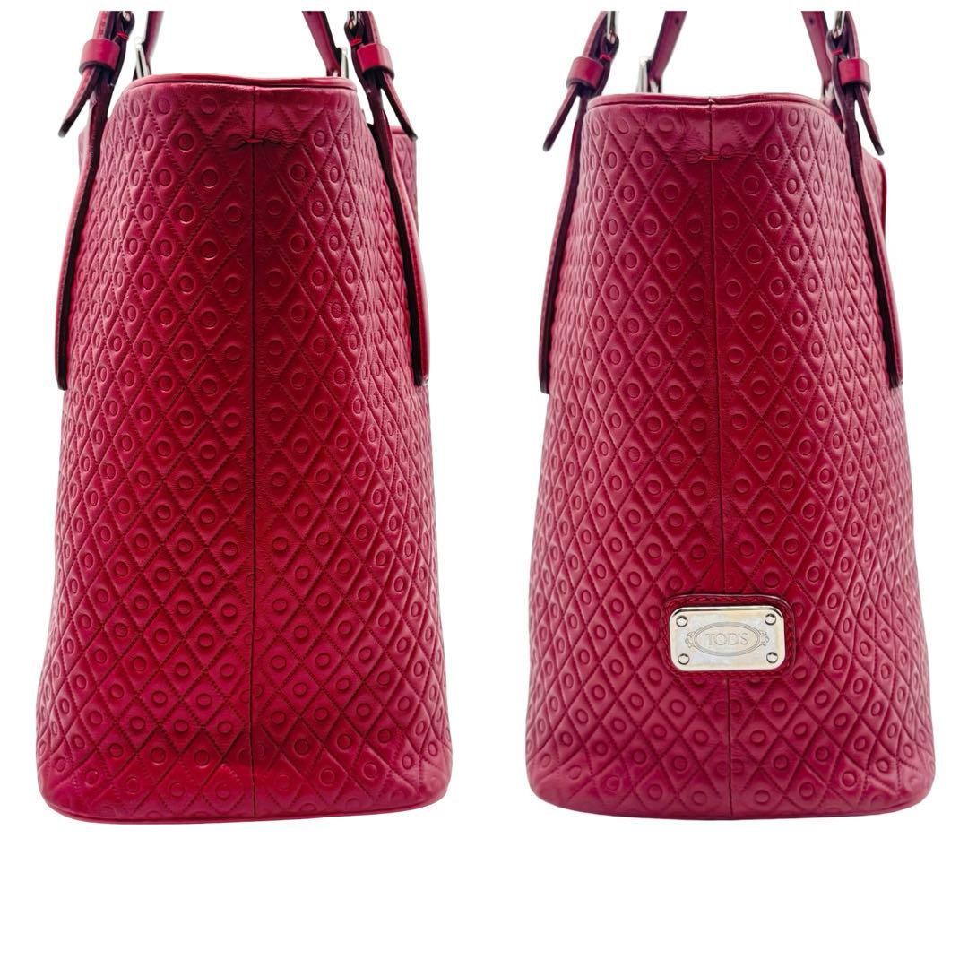 【未使用保管品】トッズ ジョイ トートバッグ タッセル 本革 レザー レッド 赤 TODS トッズ レッド 赤 レザー ハンドバッグ ショルダーバッグ