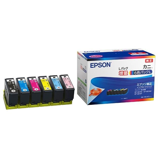 【新品・2営業日で発送】EPSON エプソン インクカートリッジ／カニ 6色パックL(増量)(KNI-6CL-L)