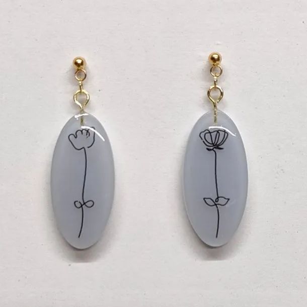 No.45】韓国風ピアス 韓国風イヤリング ハンドメイド オーバル レジン 