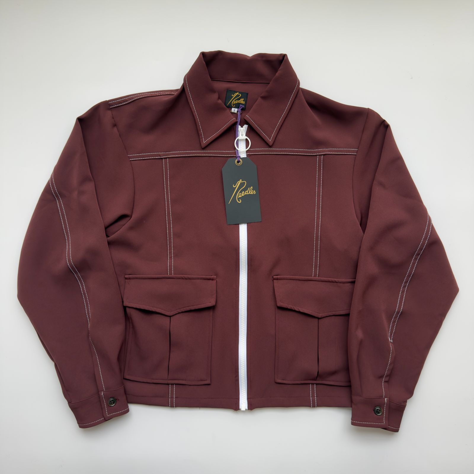 ♥品 NEEDLES ニードルズ ステッチ スポーツジャケット ポリエステル ブルゾン サイズS 古着