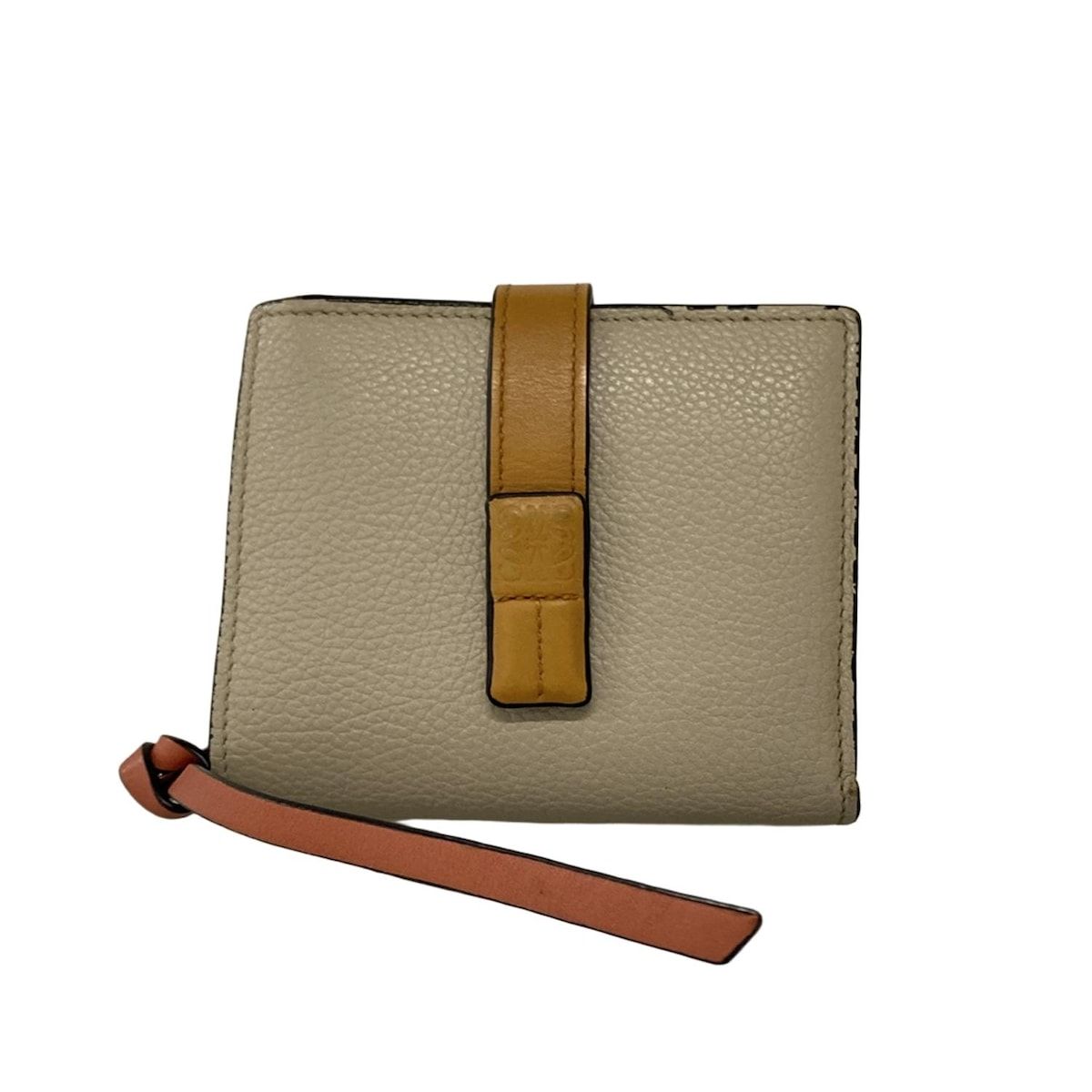 LOEWE ロエベ 2つ折り財布 コンパクトジップウォレット C660Z41X02 ライトオーツ×ハニー ラウンドファスナー