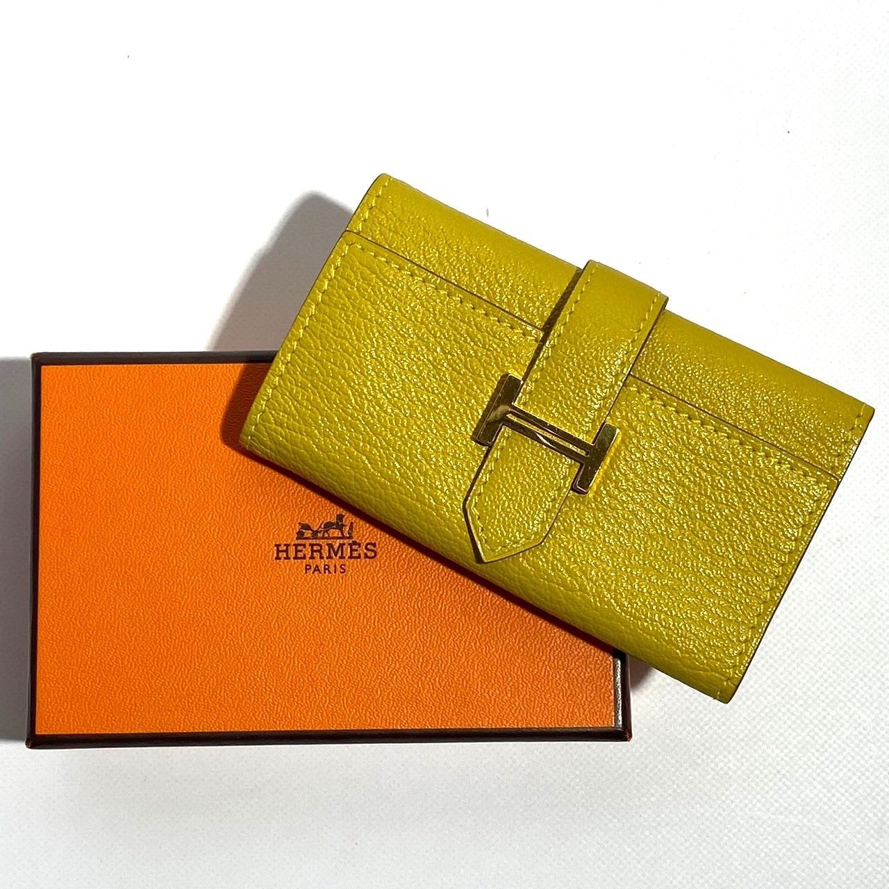 1459　HERMES エルメス　ベアン　キーケース　イエロー　金具ゴールド　美品