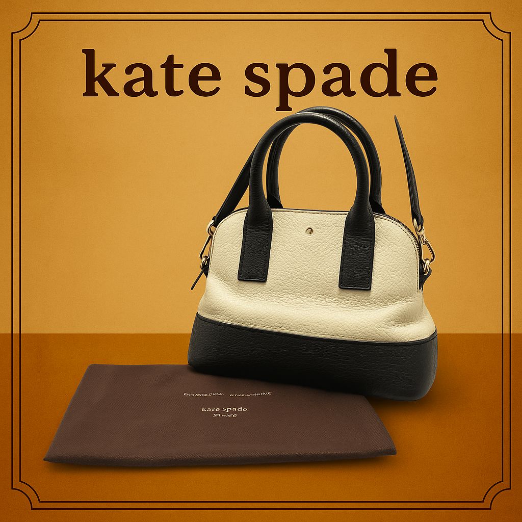kate spade ケイトスペード ハンドバッグ 2way 保存袋付 レザー ホワイト×ブラック 256800211 K121