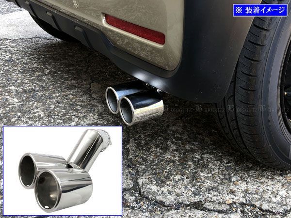 販売 N-BOX ジョイ JF5 JF6 ステンレス2本出しマフラーカッター 銀