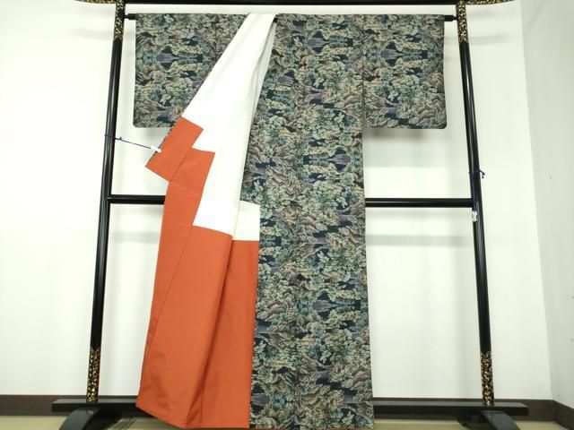 平和屋着物 都喜ヱ門 本場大島紬 7マルキ 総絣 風景文 藤絹織物謹製 正絹 DAAX4305ps