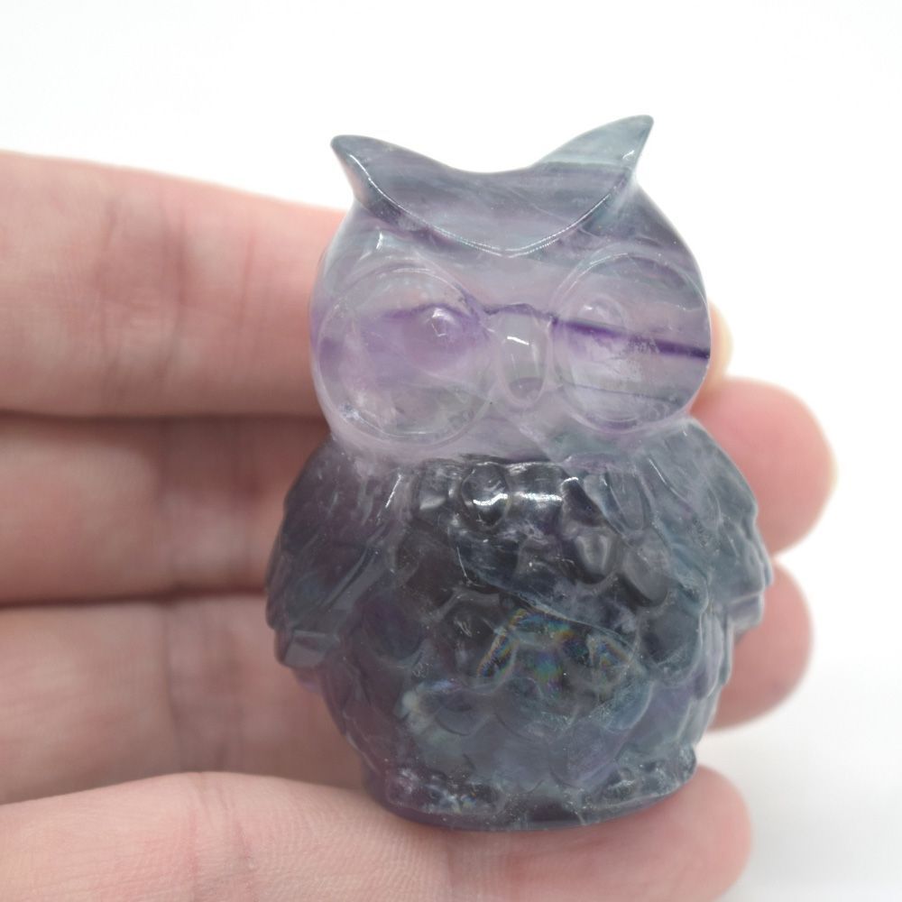 梟 フクロウの置物 フローライト 蛍石 天然石製 パワーストーン