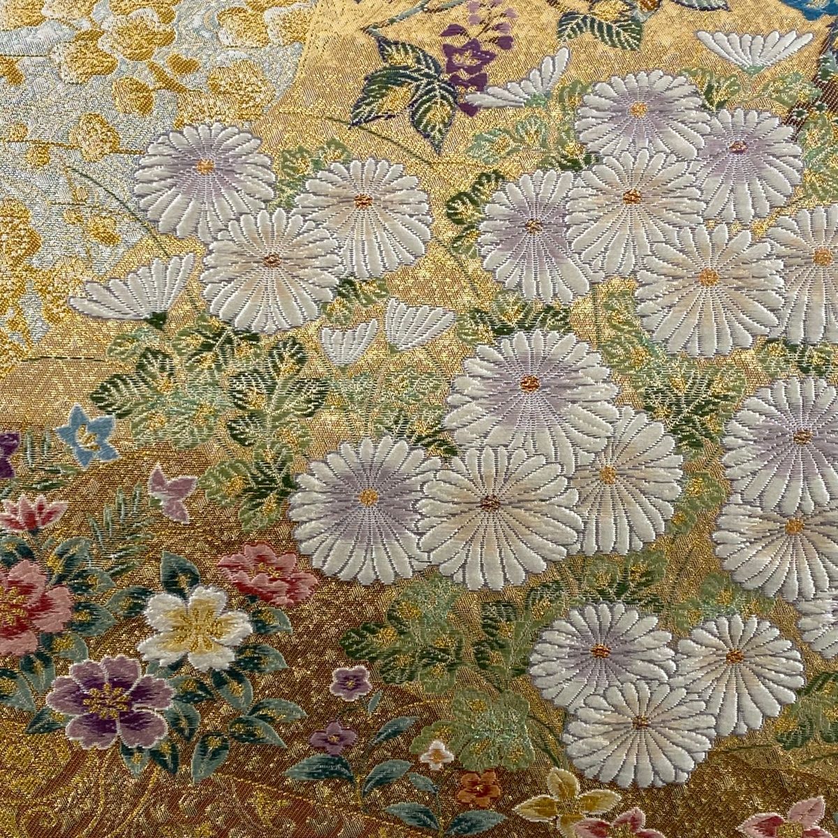 袋帯 美品 秀品 草花 金糸 箔 金色 六通 正絹 【中古】 - メルカリ