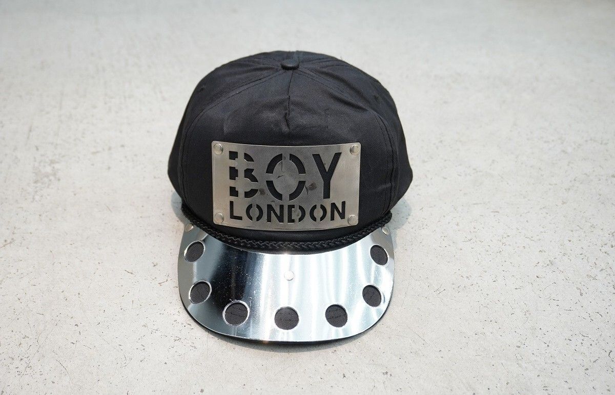 80S 90S BOY LONDON ボーイ ロンドン METAL メタルプレート 6パネル キャップ 帽子 スナップバック ビンテージ 黒 シルバー 1014P♪
