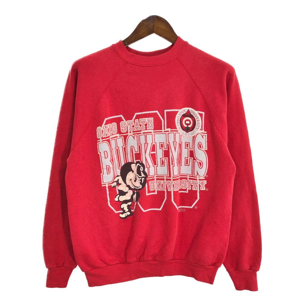80年代 USA製 オハイオ・バックアイズ スウェット カレッジ レッド (メンズ X-LARGE) 中古 古着 R9052