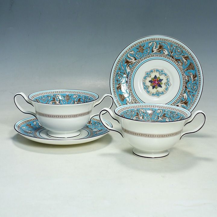 美品 WEDGWOOD ウェッジウッド フロレンティーン ターコイズ スープ ...