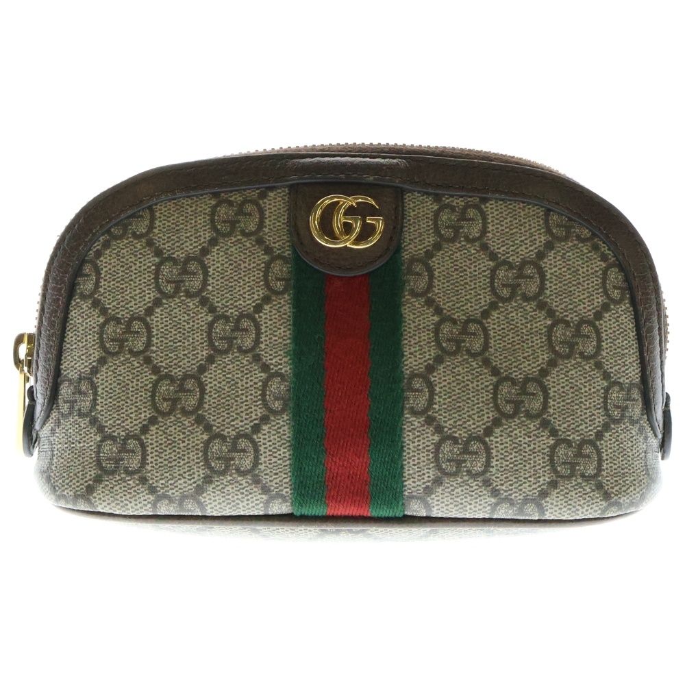GUCCI グッチ GGスプリーム シェリーライン 化粧ポーチ ミニバッグ ベージュ PVCキャンバス 62550