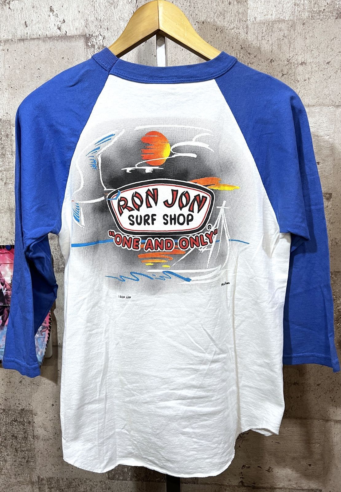90sサーフ　ロンジョンサーフ　七分袖　ロンT 90'S USA製 RON JON ラグラン 七分袖 Tシャツ S ロンジョン