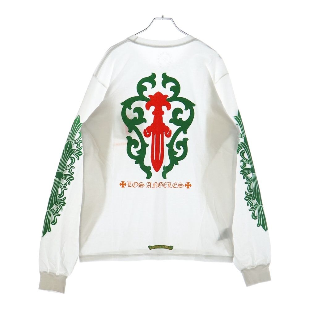 CHROME HEARTS クロムハーツ ×CH L S LTD ロサンゼルス ヴァインダガープリント 袖フローラルプリント 長袖Tシャツ ロングスリーブ カットソー ホワイト