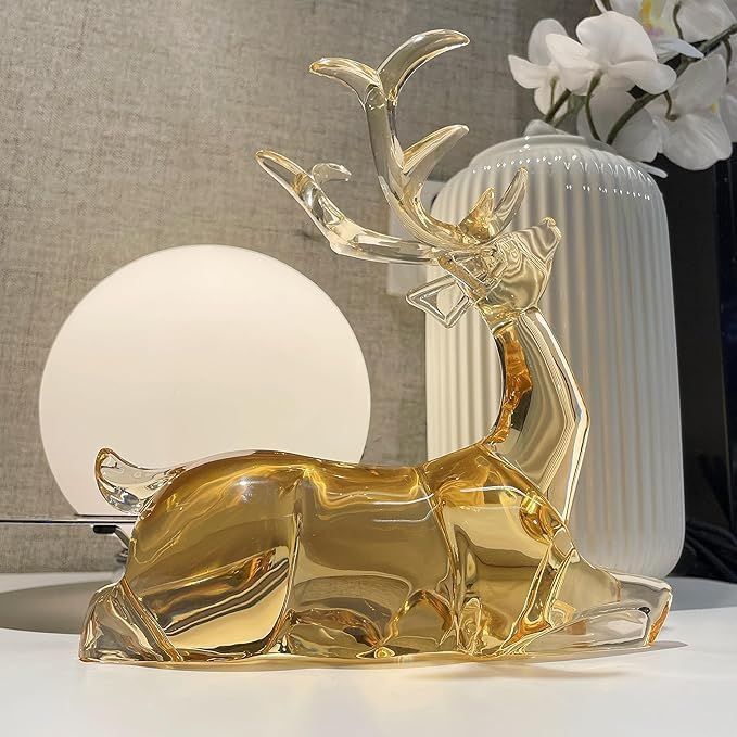 鹿 節約 アニマル オーナメント クリスタル 透明 レジン彫像 アート