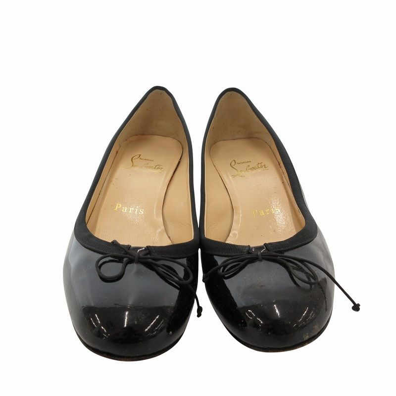 Christian Louboutin ブラック エナメル リボン　35 クリスチャンルブタン Christian louboutin エナメルパンプス