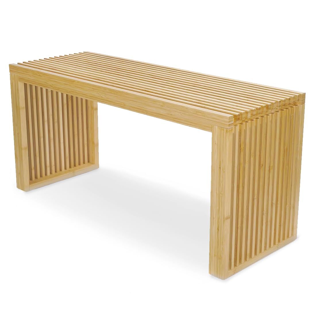 オフィス 公園 庭園 食堂 ベッドルーム 居間 グリッド形 ナチュラル 二人掛け 長椅子 90x43x33cm 玄関ベンチ パークベンチ 天然竹材 ダイニングベンチ 竹製ベンチ APRTAT