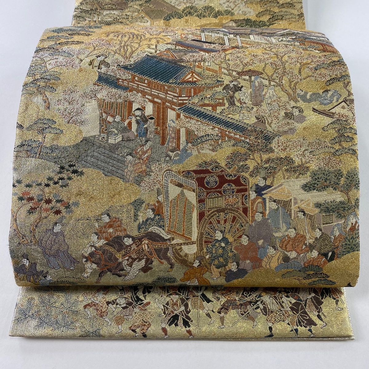 袋帯 美品 秀品 葉 金糸 箔 銀色 お太鼓柄 正絹 【中古】 - メルカリ