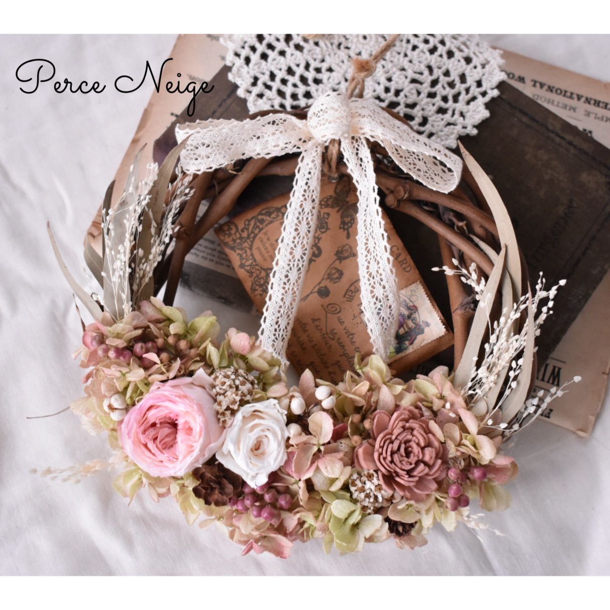 Couronne de fleurs douce＊ ポストカード風ペーパーつき♪ 秋色