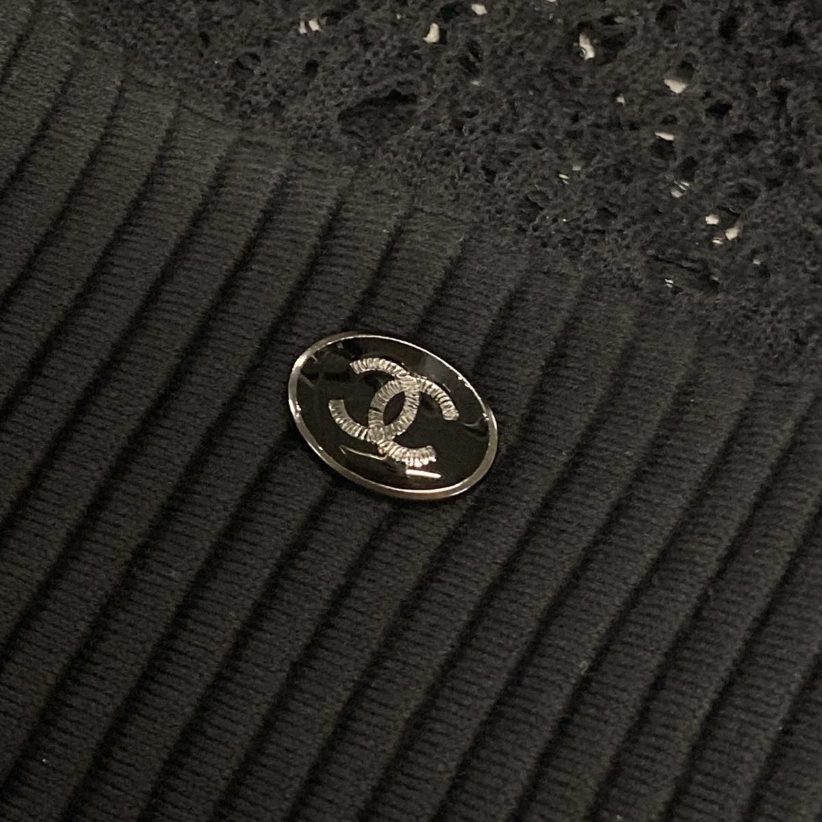 CHANEL(シャネル) ワンピース サイズ36 S レディース - P53689 黒 Vネック/ノースリーブ/ひざ丈/ニット/2016年 - メルカリ