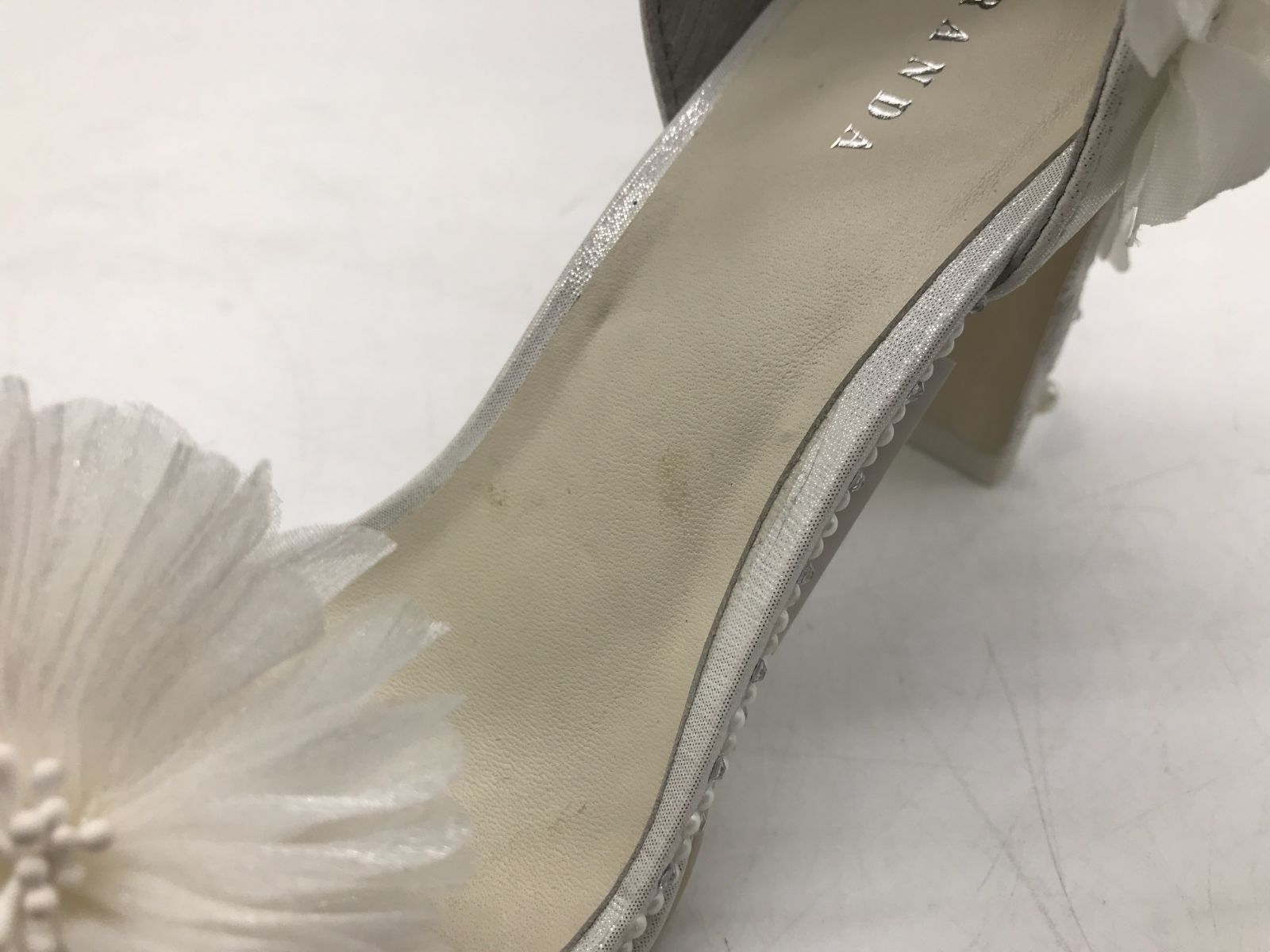 01-524 ♥ RANDA LUXURY ITEM パール ビジューフラワーストラップサンダル Mサイズ 23.5cm相当 ランダ フラワー 9044