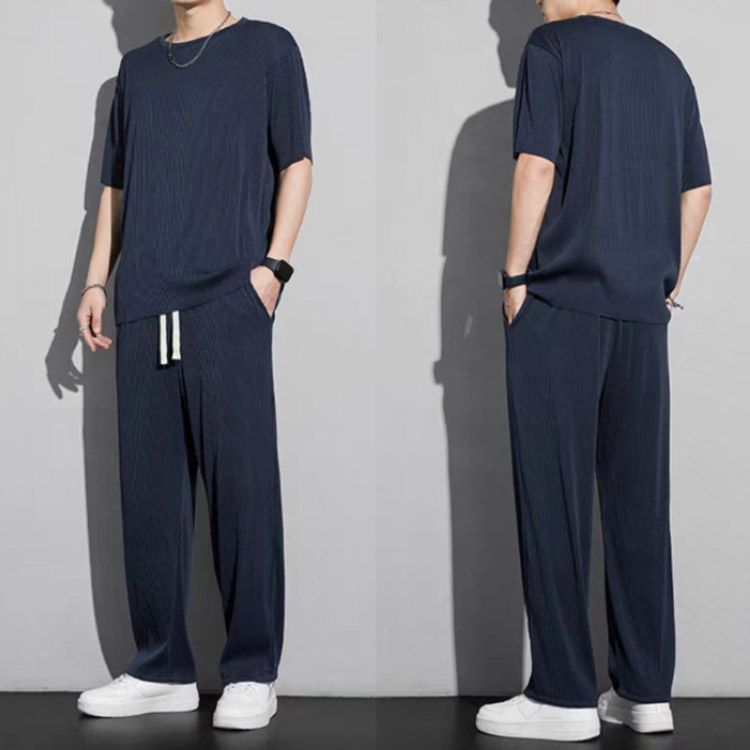 接触冷感 セットアップ メンズ 半袖 Tシャツ ワイドパンツ 夏