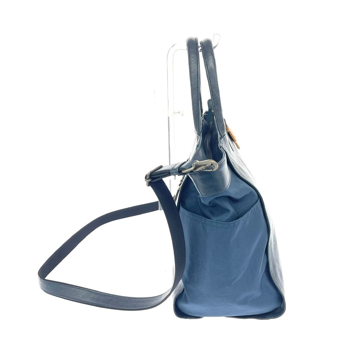 IBIZA イビサ 2WAYバッグ レザー×ナイロン ネイビー レディース  