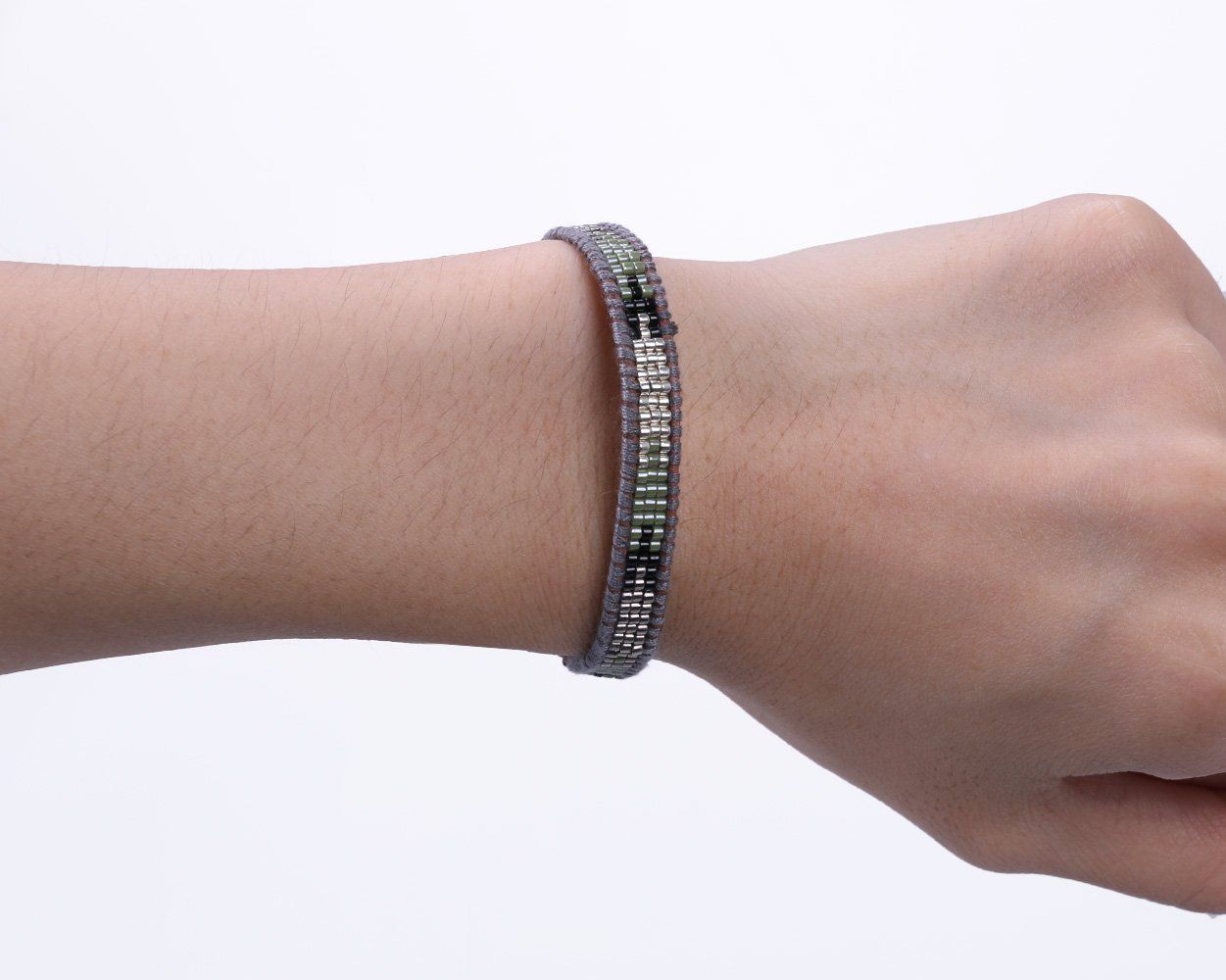 シングル ラップ レザー ブレスレット ビーズ 革紐 KELITCH バングル 手作り 腕輪 -E