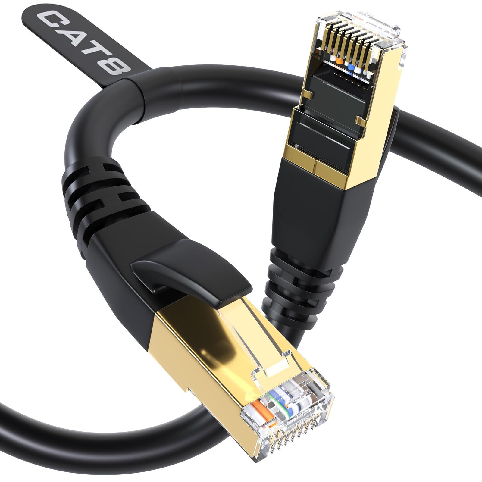 Cat8 インドアu0026アウトドア UV耐性 防水 イーサネットケーブル 直接埋設 (2000 MHZ) シールド