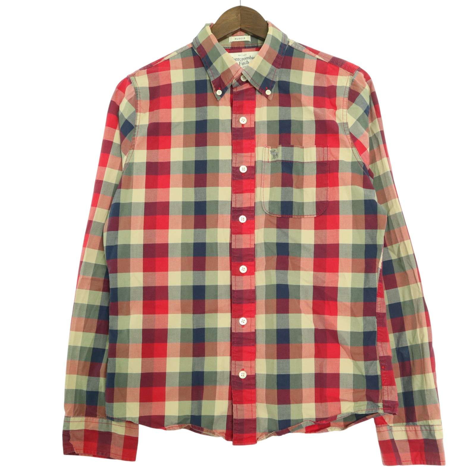 アバクロンビーアンドフィッチ Abercrombie＆Fitch シャツ チェック 長袖 ポケット無し ロゴパッチ 綿100% S レッド 赤×黄×白 売れ筋商品|||レディース 楽天市場】【Abercrombie & Fitch】ワイシャツ 長袖 レッド
