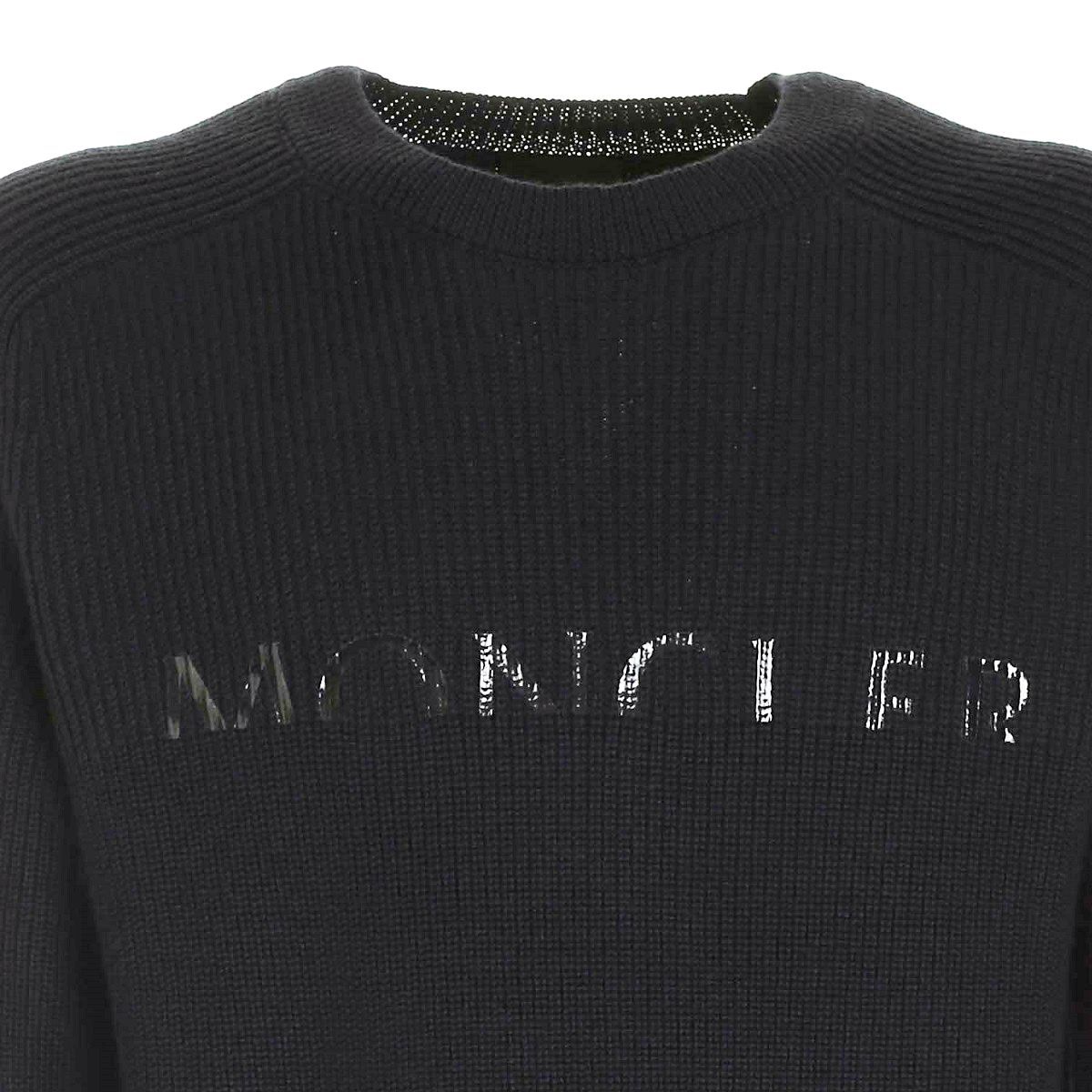 28 MONCLER ブラック クルーネック ニット セーター - セレクト