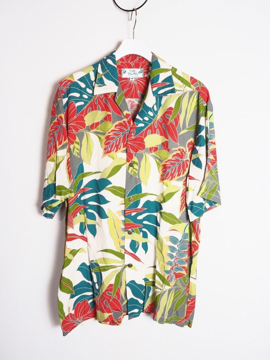 TWO PALMS◆半袖シャツ/--/レーヨン/CRM/総柄/アロハシャツ/RN-106757// TWO PALMS(トゥーパームス) / 半袖シャツ/--/レーヨン/CRM/総柄