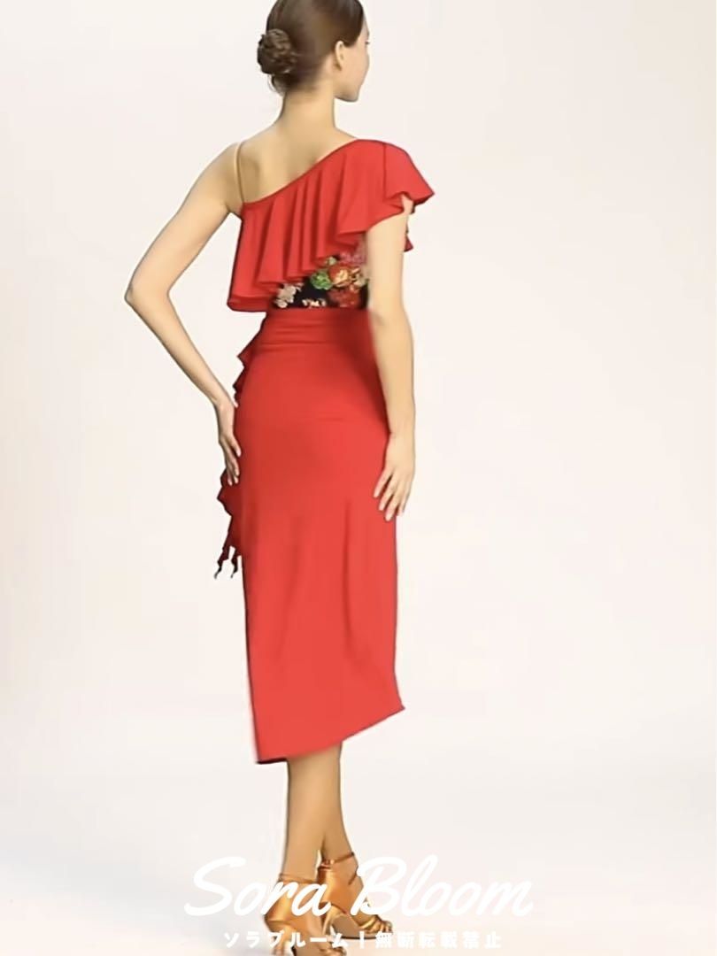 新品未使用インナー付きラテンドレス 花柄 練習着 デモ ダンスパーティ